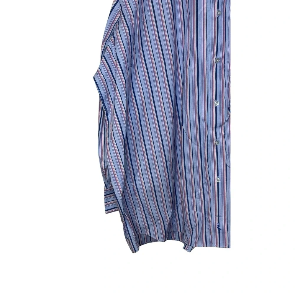 Tailorbyrd Mens Shirt Striped Button Up Long Sleeve Cuffed Multicolor Cotton 3XL